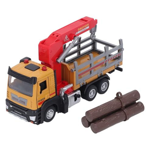 Masyrt 1:32 Holztransport-Holztransporter mit Licht und Ton, Kransimulation aus Legierung, Ideal für Kinder und Kleinkinder, Realistischer Ladespielzeugkran (Gelb) von Masyrt