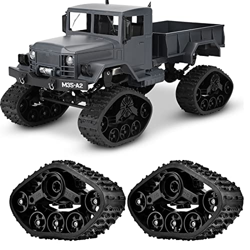 Masyrt 4 Stück Gummi-RC-Autoreifen, Starker Raupenreifen WPL 1/16 Militär-LKW, ABS-Material, Schwarz von Masyrt