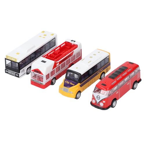 Masyrt 4-teiliges Bus-Spielzeugset für Kinder, Rückzugsfahrzeuge mit Offenen Türen, Simulationsbus-Modellautos, Pädagogisches Geschenkspielzeug für Kinder (Typ 2) von Masyrt