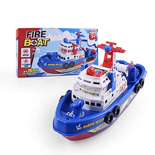 Masyrt Elektrisches Schiff Feuerboot Spielzeugpädagogik Spielzeug Wasserspray Musik Sound Light Model Spielzeugboot von Masyrt