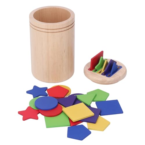 Masyrt Feinmotorik-Holz-Sortierspielzeug-Puzzle, Sensorisches Matching-Spiel für 1–3-Jährige mit Leinentasche von Masyrt