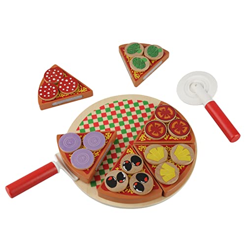 Masyrt Holz-DIY-Veg-Pizza-Rollenspiel-Spielzeugset – Kinder Lernen und Lehrreich Imaginäres Küchenspielset, Lebensmittelminiaturen von Masyrt