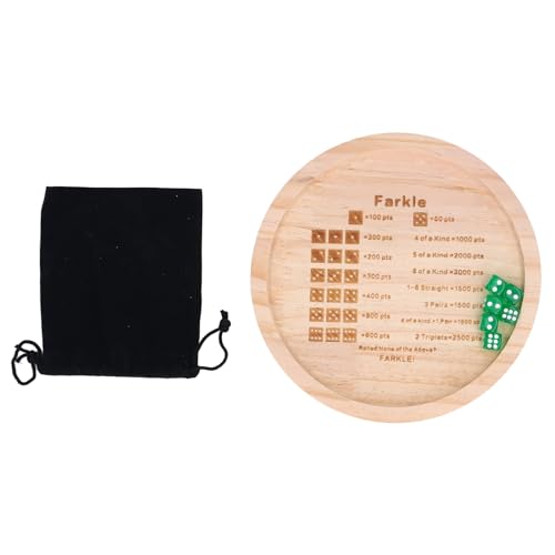 Masyrt Klassisches Farkle-Würfeltablett aus Holz – Verbessern Sie Ihre Mathematischen Fähigkeiten mit Dem Würfelspiel für die Ganze Familie – Würfel-Rolltablett (Rund 18cm) von Masyrt