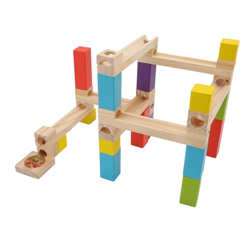 Masyrt Pädagogische Kugelbahn aus Holz für Kinder – Mint-Lernspielzeug, Interaktives Kugelbahn-Labyrinthspiel, Holzbausteine-Set von Masyrt