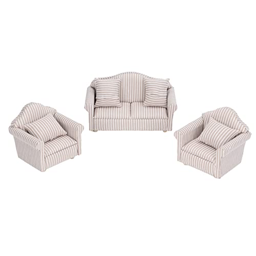 Masyrt Puppenhaus-Miniatur-Sofa-Set mit Kissen, Weiches Simulations-Couch-Zubehör für Puppenmöbel ab 3 Jahren von Masyrt