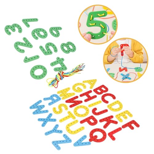 Masyrt Schnürung Alphabet, Schnürbriefe, Frühe Rechtschreibbrief -Erkennung Bildungsfeinmotor Fähigkeiten Alphabet Threading Toy für Mädchen von Masyrt