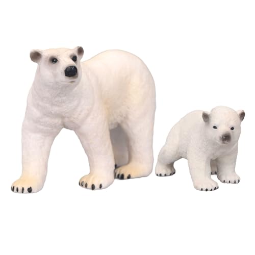 Masyrt Weiße Bär Figur Spielzeug Lebensee Dekorative Tierskulptur Ornament für Weihnachten Geburtstag Geschenke für 2pcs von Masyrt