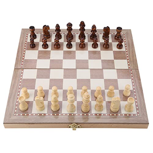 Schachsets Schachspiel 30×15×5 Holz 3 Zoll Schach Amp Checkers Amp Klappbrett Tragbares Reise-Tischspiel Spielzeug Carrom Brettspielset Schachset von Masyrt