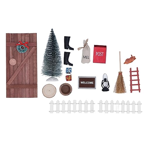 Set für Weihnachtstür 1/12 1/6, exquisit und bunt, Tür-Set für Puppenhaus aus Holz, Miniatur von Masyrt