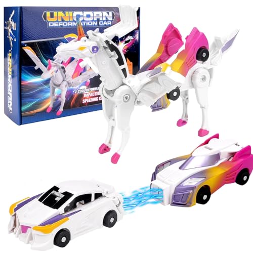 Transformer Auto Einhorn Spielzeug, Kollision mit Magischem Einhorn!Automatisches Transformator Spielzeug, Kollisionstransformierendes Auto, Geschenke für und Mädchen Im Alter von 3–7 von Masyrt