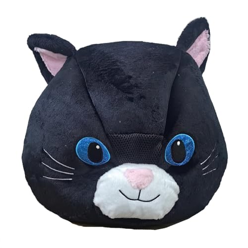 MatGui Schwarze Katze Kopf Kostüm Plüsch Tier Katze Kopf Maske Halloween Katze Maskottchen Kostüm Schwarz von MatGui