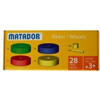 MATADOR 21240 - Maker Räder-Set, 28 Teile, Baukasten-Erweiterung, 28 Teile, Holz, Konstruktionsbaukasten, ab 3 Jahren, Spielend lernen! von Matador