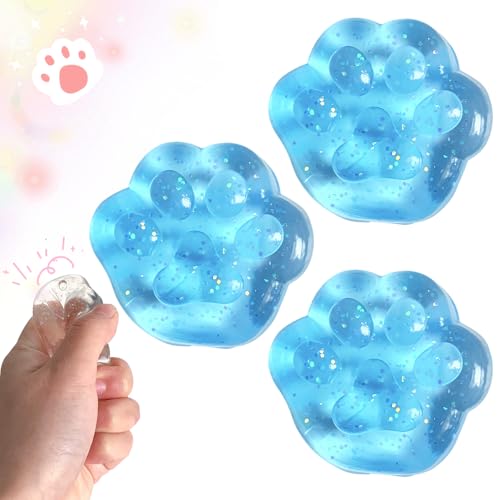 Cat Paw Taba Squishy Toy, 2025 Neu Anti Stress Spielzeug, Lustig Anti Stress Spielzeug Bälle, Stressball für Kinder Erwachsene (Blau-3PCS) von Matame