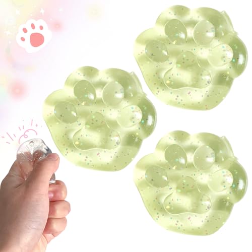 Cat Paw Taba Squishy Toy, 2025 Neu Anti Stress Spielzeug, Lustig Anti Stress Spielzeug Bälle, Stressball für Kinder Erwachsene (Grün-3PCS) von Matame