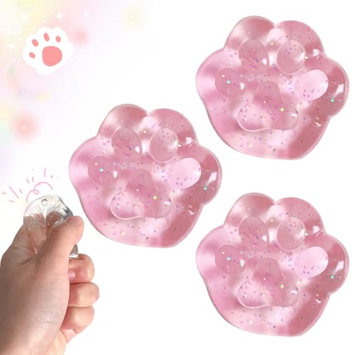 Cat Paw Taba Squishy Toy, 2025 Neu Anti Stress Spielzeug, Lustig Anti Stress Spielzeug Bälle, Stressball für Kinder Erwachsene (Rosa-3PCS) von Matame