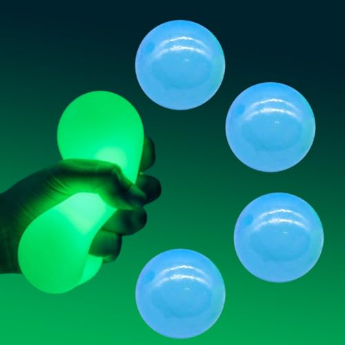 Magic Ceiling Globs, 2025 Neu Squishy Stressball, Anti Stress Bälle Geschenke, Stressball Kinder Erwachsene, Beleuchten Durchsichtig Quetschball (Blau-4PCS) von Matame