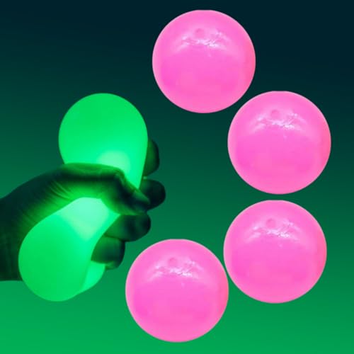 Magic Ceiling Globs, 2025 Neu Squishy Stressball, Anti Stress Bälle Geschenke, Stressball Kinder Erwachsene, Beleuchten Durchsichtig Quetschball (Rosa-4PCS) von Matame