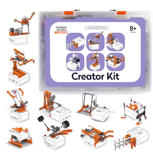 Matatastudio Creator Kit für VinciBot Kinder Programmierbarer Roboter mit 434 Bausteinen, Über 20 Baustil und Elektromotor, STEM-Lernspielzeug, DIY-Bausatz für Naturwissenschaften für Kinder von 8-12 von MatataStudio