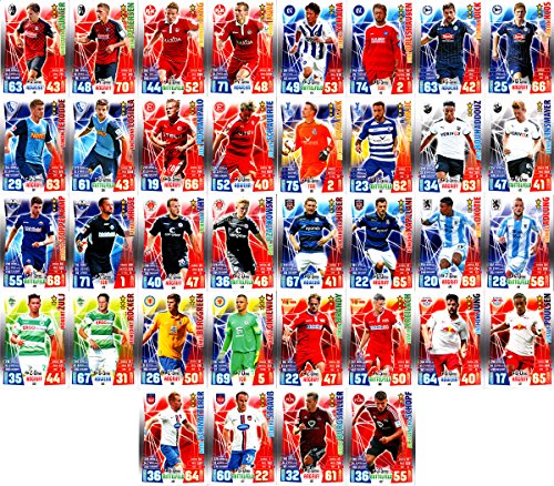 Match Attax Bundesliga 2015 2016 - Alle 36 Basiskarten 2. Bundesliga als Set Bonus Clubkarte - Deutsche Ausgabe von Match Attax