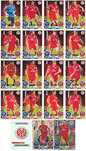 Match Attax Bundesliga 2016 2017 - 19 Karten-Set 1. FSV Mainz 05 Basiskarten Clubkarte Kapitän Starspieler - Deutsch von Match Attax