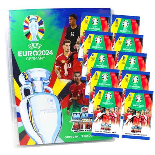 Topps UEFA Euro 2024 Germany Match Attax Karten - EM Sammelkarten - 1 Mappe + 10 Booster von Match Attax