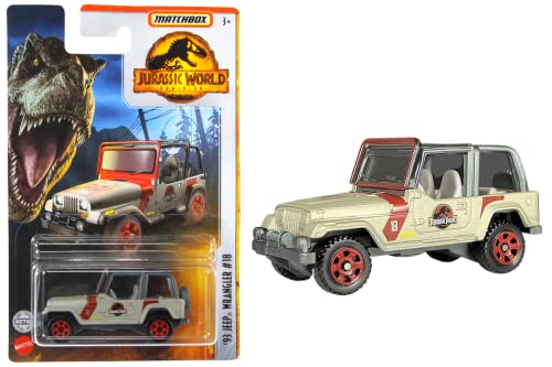 Matchbox Jurassic World Dominion FMW90 Diecast Fahrzeuge im Maßstab 1:64 – 1993 Wrangler #18 HBH01 von Jurassic World