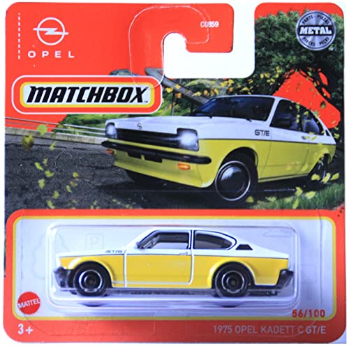 2022 Matchbox 1975 Opel Kadett C GT/E Gelb/Weiß 56/100 (kurze Karte) HFR42 von Matchbox Metal