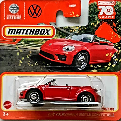 2023 Matchbox 2019 Volkswagen Beetle Convertible Red 98/100 (Short Card) HLD14 von Matchbox Metal