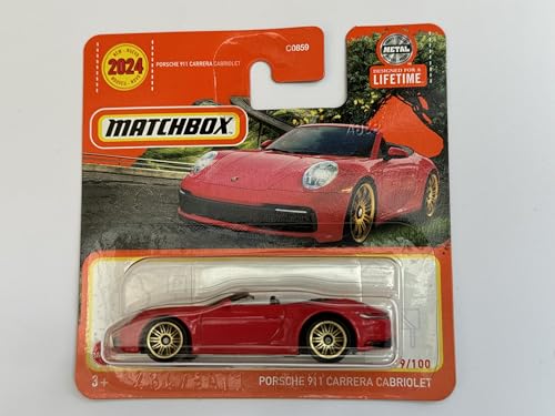 2024 Matchbox Porsche 911 Carrera Cabriolet Red 79/100 (Short Card) HVN24 von Matchbox Metal