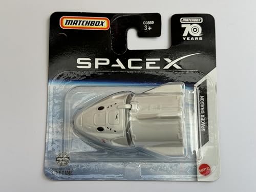 Matchbox 2023 - Raumschiff SpaceX Dragon 8/100 (Kurze Karte) HFT23 - Metall-Raumfahrzeug-Figur für Kinder (unisex) von Matchbox Metal