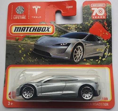 Matchbox 2023 Tesla Roadster Silver 91/100 (Short Card) HLD17 von Matchbox Metal