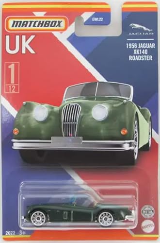 Matchbox UK 1956 Jaguar XK140 Roadster Green 1/12 (lange Karte) von Matchbox Metal