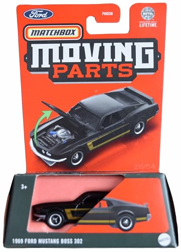 Matchbox 1969 Ford Mustang Boss 302, Moving Parts [Schwarz], FWD28 von Matchbox