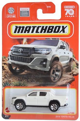 Matchbox 2018 Toyota Hilux, LKW, Maßstab 1:64, Weiß, Jugendliche, Kinder, Unisex von Matchbox