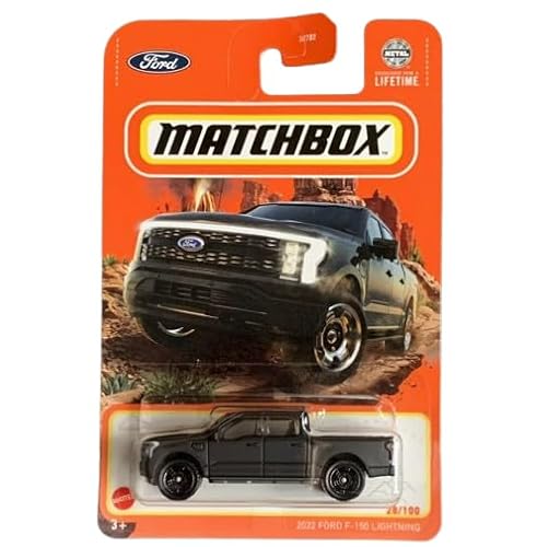 Matchbox 2022 Ford F-150 Lightning Black, Druckguss-Modell im Maßstab 1:64 - Sammlerstück mit realistischem Design und authentischem Branding - Schwarz, für Erwachsene, Unisex von Matchbox