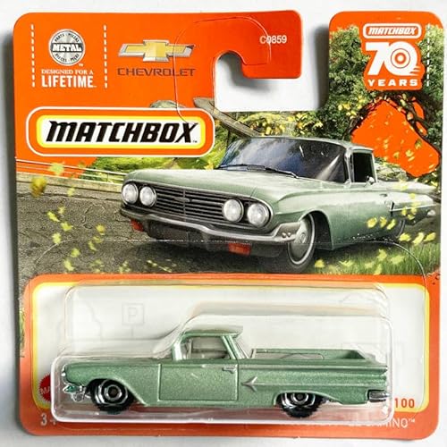 Matchbox - 1960 Chevy El Camino [Green] grün 29/100 (HLC72) - Modellauto - Klassiker - Kinder ab 3 Jahren - Unisex - 11 x 11 x 4 cm - 1 Count - 0 Batterien - Metall - Auto - Erwachsene von Matchbox