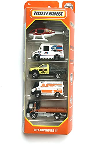 Matchbox City Adventure II - 2021 (Maßstab 1:64), 5er-Pack Fahrzeuge von Matchbox