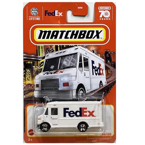 Matchbox FedEx Express Delivery 56/100 - LKW, Maßstab 1:64, Kind, Mehrere Farben, Realistische Details, rollende Räder von Matchbox