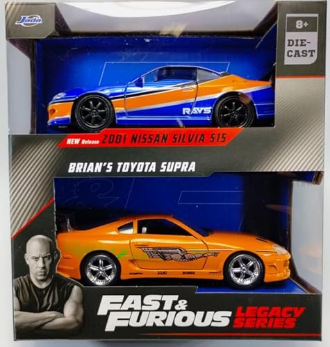 Matchbox Jada Fast & Furious Legacy Series 2001 Nissan Silvia S15 und Toyota Supra, Double Maßstab 1/32 von Matchbox