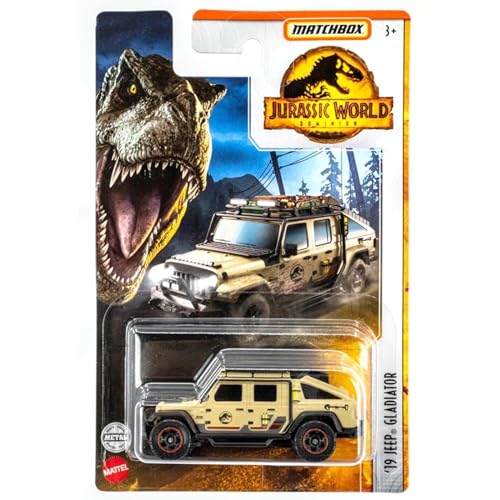 Matchbox Jeep Gladiator Maßstab 1:64 Druckguss-Metall-Truck, Jurassic World, empfohlen für Kinder ab 3 Jahren von Matchbox