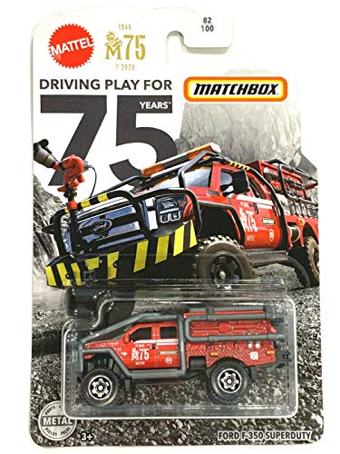 Matchbox Mattel F0RD F-350 SuperDuty 82/100, Druckguss-LKW-Modell im Maßstab 1:64, Dunkelblau, 8,9 cm L x 3,8 cm B x 3,8 cm H, ab 3 Jahren von Matchbox