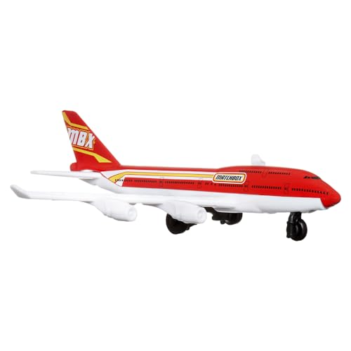 Matchbox Sammlerstück Druckguss-Metall Sky Busters inspiriert von Boeing 747-400 Flugzeug – HVM44 ~ weißes und rotes Passagierjetflugzeug ~ inklusive Spielmatte von Matchbox