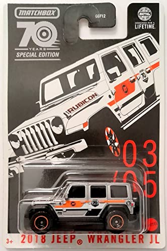 Matchbox Silber 2018 Jeep Wrangler JL 70 Jahre Special Edition 03/05 2023 von Matchbox