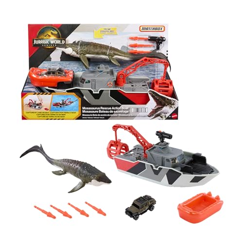 Mattel Jurassic World: Die Wiedergeburt Matchbox RC Spielzeug-Truck, ferngesteuertes batteriebetriebenes Fahrzeug mit Dinosaurierfigur, ferngesteuerter Dinofänger und Käfig für den Transport, JHB67 Mattel Jurassic World: Die Wiedergeburt Matchbox RC Spielzeug-Truck, ferngesteuertes batteriebetriebenes Fahrzeug mit Dinosaurierfigur, ferngesteuerter Dinofänger und Käfig für den Transport, JHB67 von Matchbox