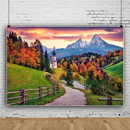 Mateju Fotografie Hintergrund Herbst Sonnenschein Wälder Landschaft Fotoleinwand Vinyl Hintergrund Deko Poster Fotohintergrund Video Hintergrund Fotostudio Requisiten (4x2.5 FT,Stil I) von Mateju