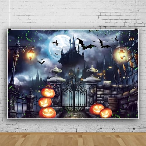 Mateju Halloween Party Dekoration Fotoleinwand Hintergrund, Vinyl Geburtstag Fotohintergrund Tuch, Gruselig Poster Foto Stand Hintergrund Geburtstagsdeko für Erwachsene Kind (gruselig a,120x80 cm) von Mateju