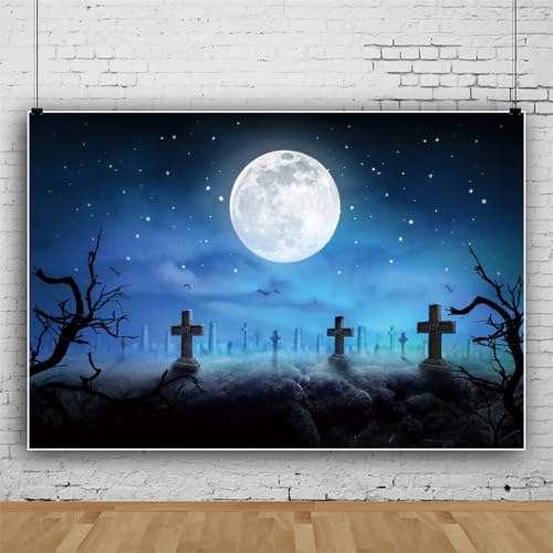 Mateju Halloween Party Dekoration Fotoleinwand Hintergrund, Vinyl Geburtstag Fotohintergrund Tuch, Poster Foto Stand Hintergrund, Geburtstagsdeko (180x120 cm,Blau) von Mateju