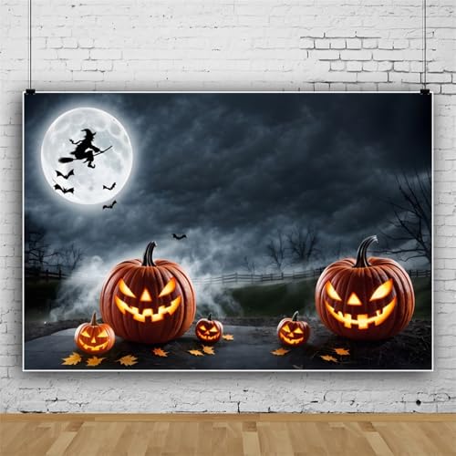 Mateju Halloween Party Dekoration Fotoleinwand Hintergrund, Vinyl Geburtstag Fotohintergrund Tuch, Poster Foto Stand Hintergrund, Geburtstagsdeko (180x120 cm,Kürbis) von Mateju