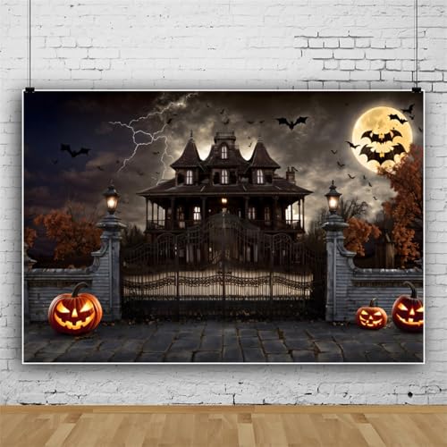 Mateju Halloween Party Dekoration Fotoleinwand Hintergrund, Vinyl Geburtstag Fotohintergrund Tuch, Poster Foto Stand Hintergrund, Geburtstagsdeko (180x120 cm,Schloss) von Mateju