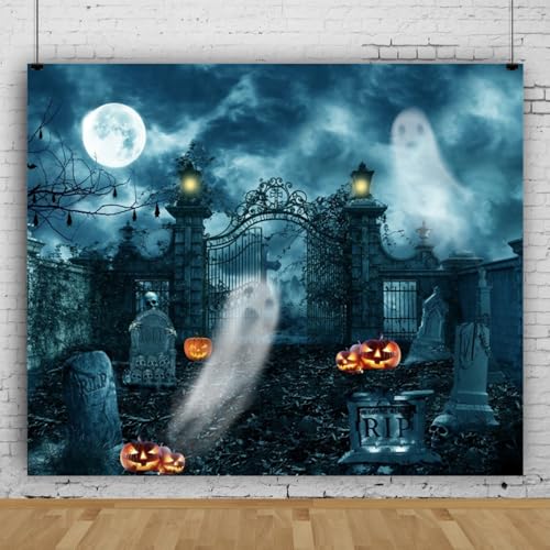 Mateju Halloween Party Dekoration Fotoleinwand Hintergrund, Vinyl Geburtstag Fotohintergrund Tuch, Poster Foto Stand Hintergrund, Geburtstagsdeko (300x220 cm,Geist) von Mateju